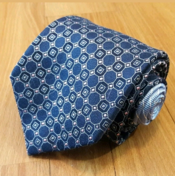 Tommy Hilfiger Mens Tie Blue Multicolor Geo Print - Picture 2 of 8
